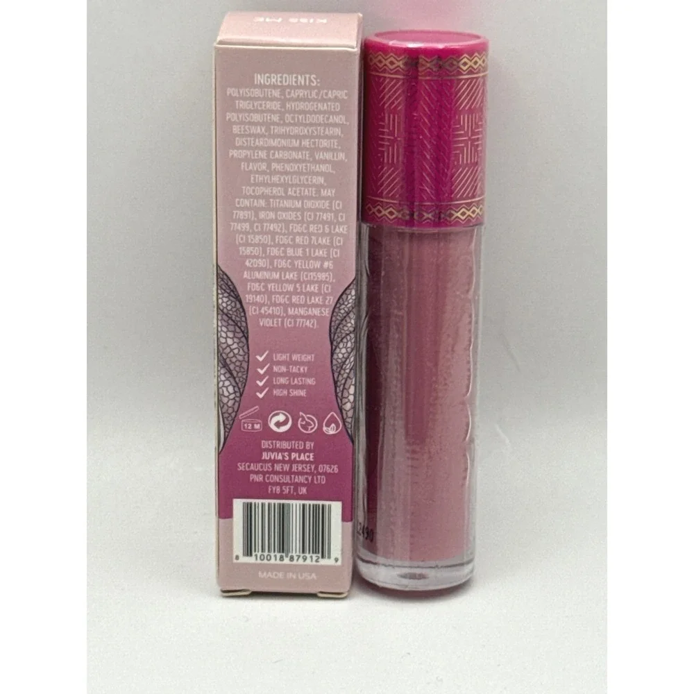 Juvias Place Lip‎ Reflect Gloss Kiss Me Pink Mauve Shimmer Long Lasting Sealed